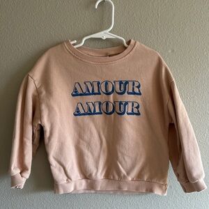 Zara size 3-4 years toddler unisex cotton crewneck sweatshirt “Amour Amour”